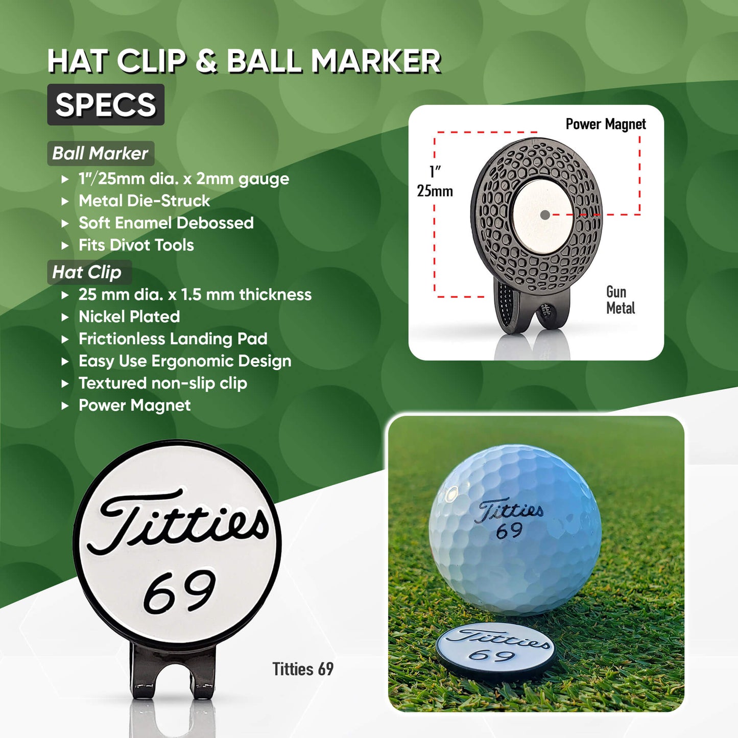 Titties 69 Hat Clip Set