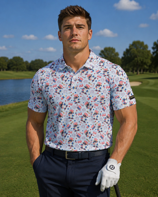 Uncle Sam 4th of July Performance Golf Polo
