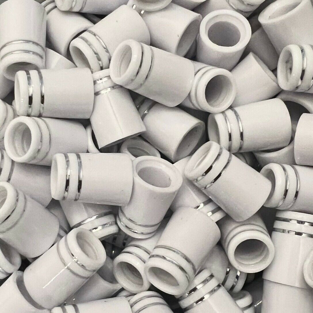 Premium Quality Iron Ferrules White w/ Double Silver Ring - 0.75"