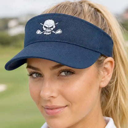 Golf Visor with Skull Design - Navy