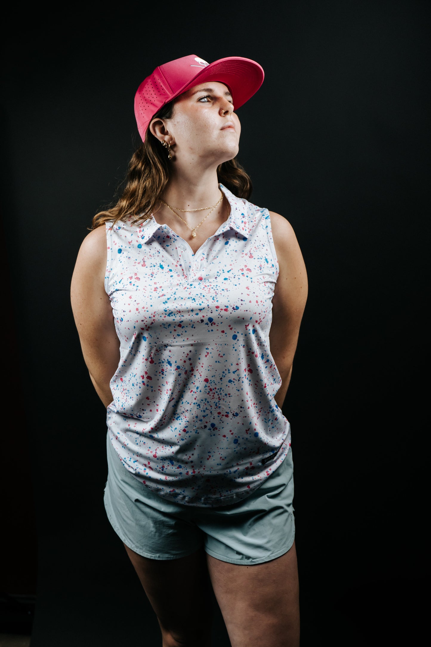 Womens White Paint Splatter Polo